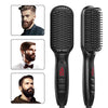 Image of Black hairbrush with digital display and bristle design, shown with images of men with beards.