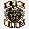 Image of Vintage crest with a flowing beard, mountain ridge, lightning bolts, and the words No Shave. No Apologies.