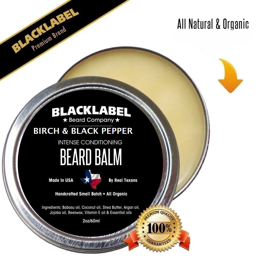 Birch & Black Pepper Beard Balm, Best Beard Conditioner & Styling Pomade - Blacklabel Beard Company