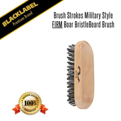 Brush Strokes Military Style Firm Boar Bristle Beard Brush - Blacklabel Beard Company