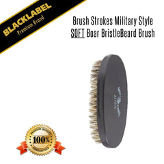 Brush Strokes Military Style Soft Boar Bristle Beard Brush - Blacklabel Beard Company
